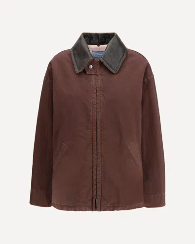 Prada Canvas Old Peacoat In Brown