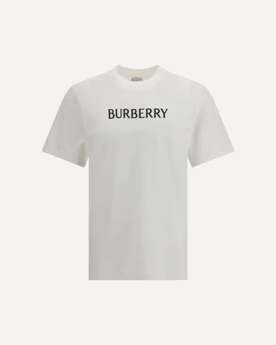 Burberry Cotton T Shirt Featuring Front Logo Print In White