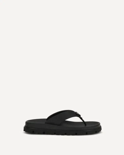 Prada Logo Flip-flops In Black