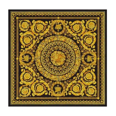 Versace Barocco-logo Print Silk Scarf In Black