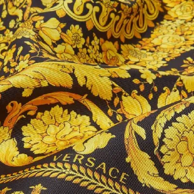 Versace Barocco-logo Print Silk Scarf In Black