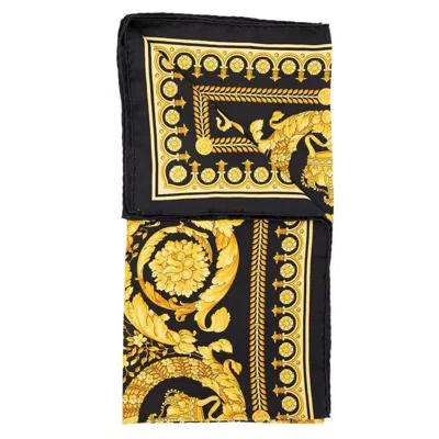Versace Baracco Logo Print Silk Scarf In Multi