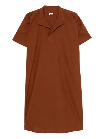 Labo Art Chiara Collared Short-sleeve Midi Dress In Brown