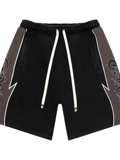 Godspeed Drawstring Graphic Shorts In Black