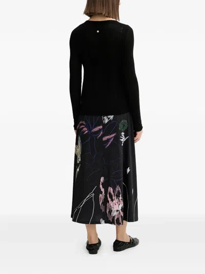Desigual Floral Print Slip Midi Dress (set Of Two) In Black