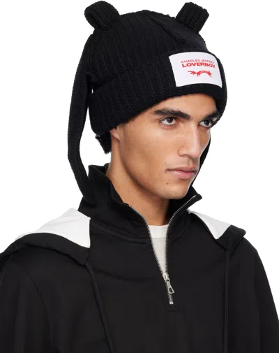 Charles Jeffrey Loverboy Black Chunky Rabbit Beanie In Black
