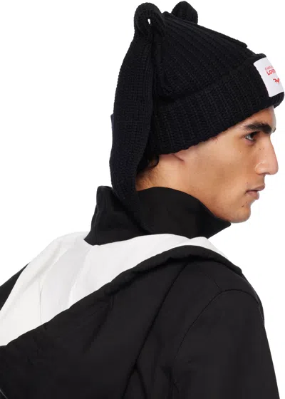 Charles Jeffrey Loverboy Black Chunky Rabbit Beanie In Black