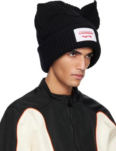 Charles Jeffrey Loverboy Supersized Chunky Ears Beanie In Black