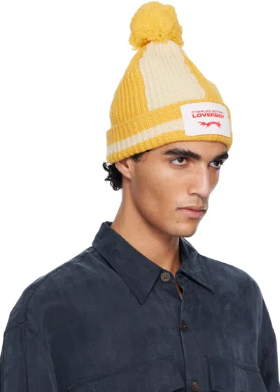 Charles Jeffrey Loverboy Yellow & Off-white Pompom Beanie In Yellow