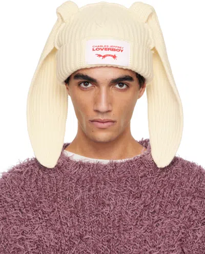 Charles Jeffrey Loverboy Off-white Chunky Rabbit Beanie In Neutral