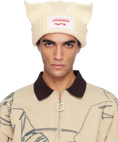 Charles Jeffrey Loverboy Off-white Chunky Ears Beanie In Neutral