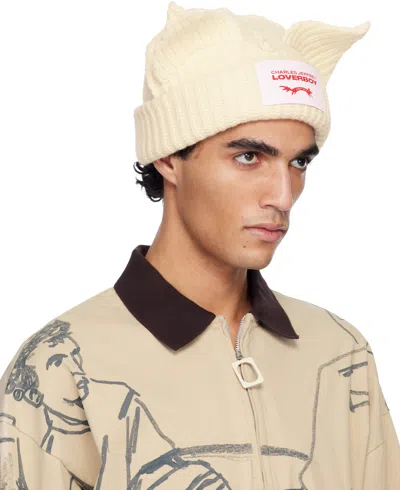 Charles Jeffrey Loverboy Off-white Chunky Ears Beanie In Neutral