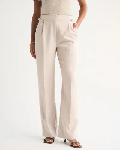 Abercrombie & Fitch Curve Love A&f Sloane Tailored Hardware Wide Leg Pant In Gray