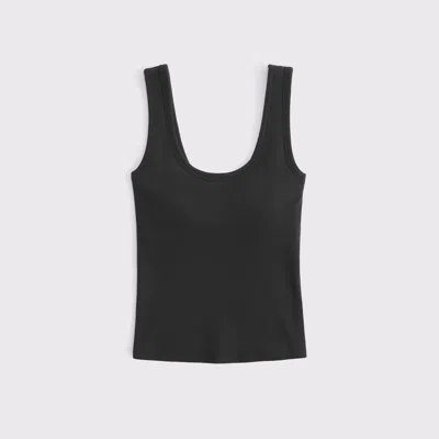 Abercrombie & Fitch Bra-free Rib Scoopneck Tank In Black