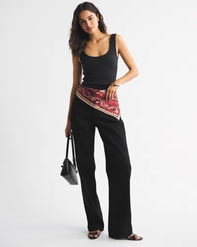 Abercrombie & Fitch Bra-free Rib Scoopneck Tank In Black