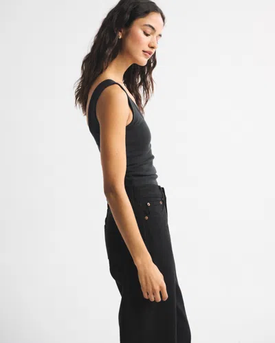 Abercrombie & Fitch Bra-free Rib Scoopneck Tank In Black