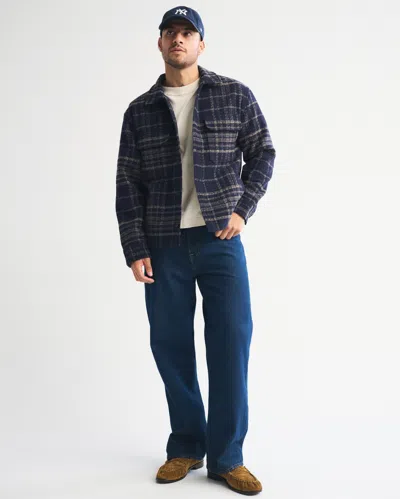 Abercrombie & Fitch Boucle Shirt Jacket In Blue