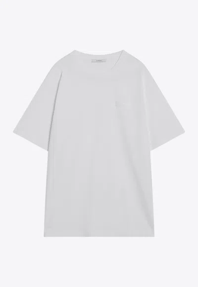 Givenchy White Cotton And Silk T-shirt With Jacquard Logo Men In Gray