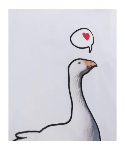 Moschino Kids Goose Embroidered Crewneck T-shirt In White