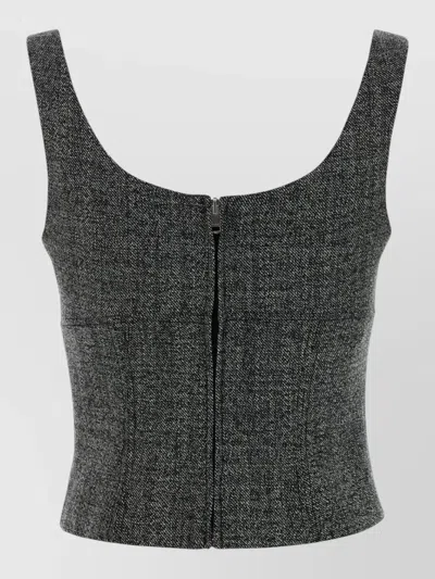 Gucci Wool Knit Tank Top Scoop Neckline In Gray