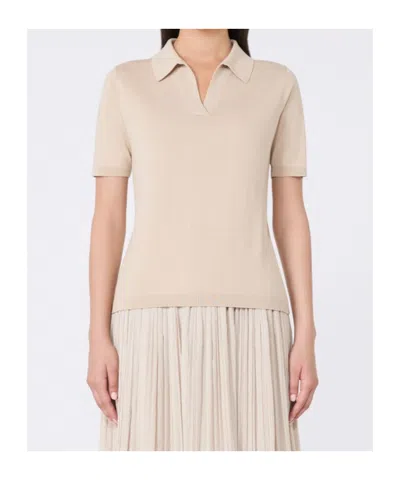 Weekend Max Mara Silk And Cotton Polo T-shirt In Brown
