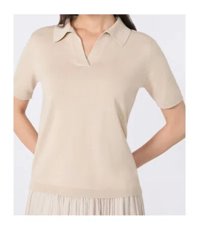 Weekend Max Mara Silk And Cotton Polo T-shirt In Brown