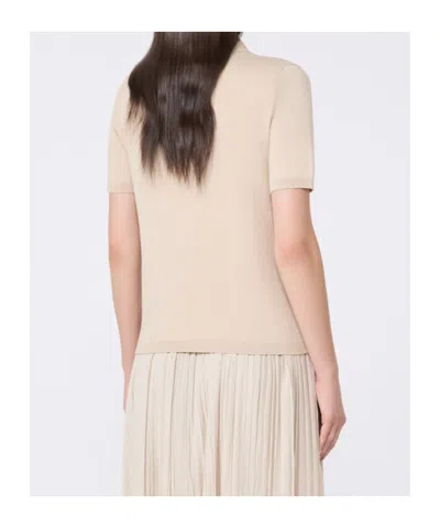 Weekend Max Mara Silk And Cotton Polo T-shirt In Brown
