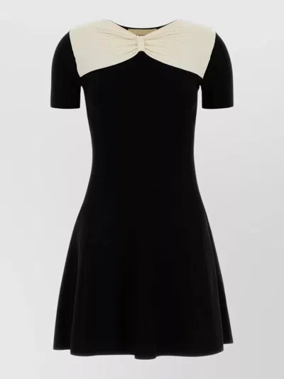 Valentino Viscose Blend Mini Dress Fitted Waist In Black
