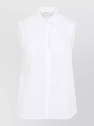 Peserico Collared Neck Sleeveless Top Layered Hem In White