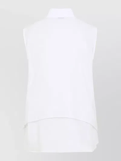 Peserico Collared Neck Sleeveless Top Layered Hem In White