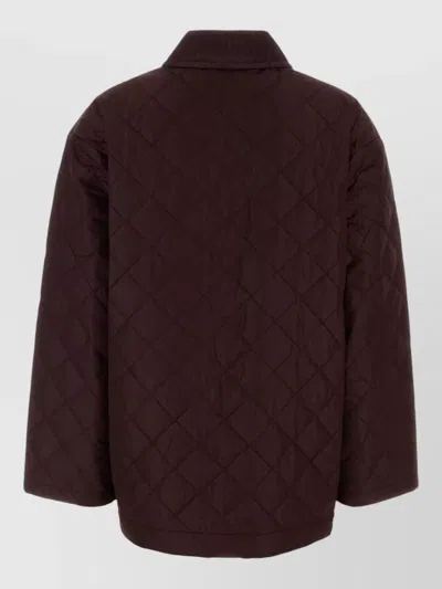 Prada Re Nylon Jacket Quilted Design Side Pockets In Brown