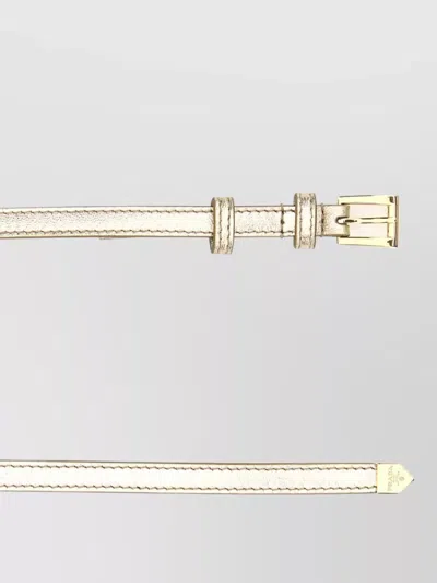 Prada Leather Belt Double Loop Metallic Finish In Gold