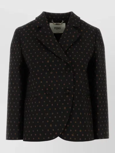 Fendi Stretch Wool Blazer Polka Dot Design In Blue