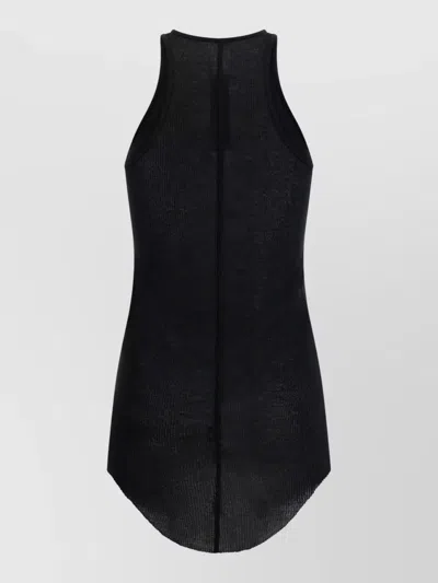 Rick Owens Rib Tank Sleeveless Racerback Curved Hem In Blue