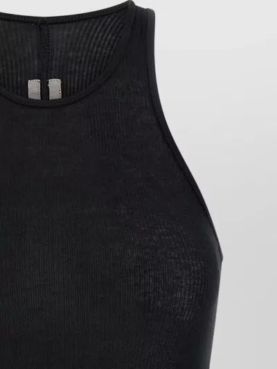 Rick Owens Rib Tank Sleeveless Racerback Curved Hem In Blue