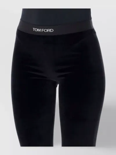 Tom Ford Velour Leggings Trousers Stretch Waistband Slim In Black