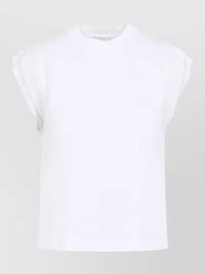 Peserico Sleeveless Crew Neck Top Straight Hem In White