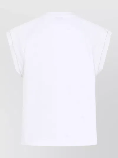 Peserico Sleeveless Crew Neck Top Straight Hem In White