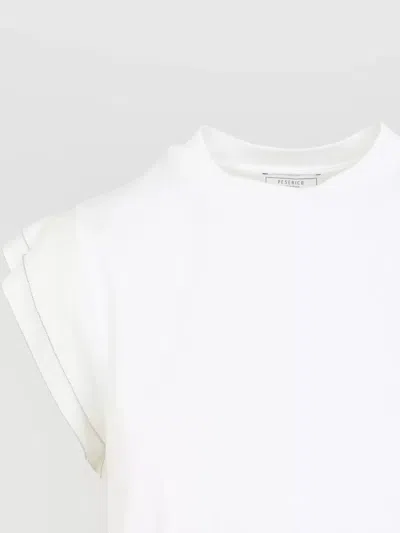 Peserico Sleeveless Crew Neck Top Straight Hem In White