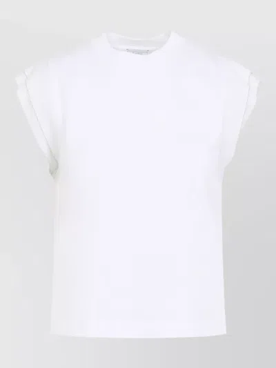 Peserico Sleeveless Crew Neck Top Straight Hem In White
