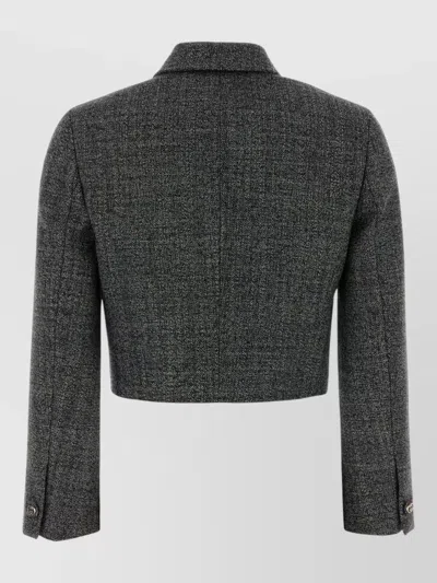 Gucci Wool Blazer Cropped Collar Long Sleeves Pockets In Gray