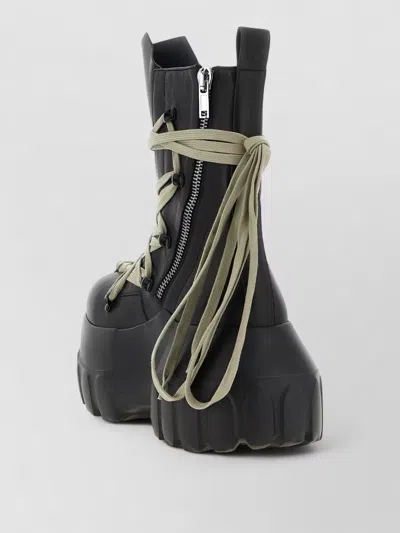 Rick Owens Black Hollywood Megalace Mega Tractor Boots In 09 Black
