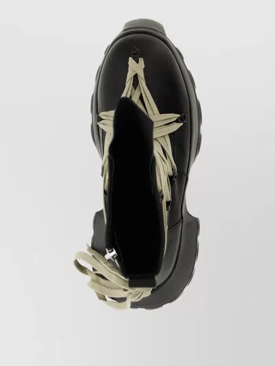 Rick Owens Black Hollywood Megalace Mega Tractor Boots In 09 Black