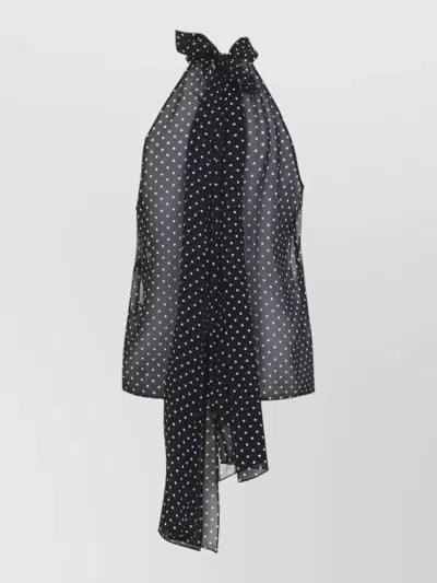 Tom Ford Black Sleeveless Top With Halterneck And All-over Polka Dot Motif In Silk Woman