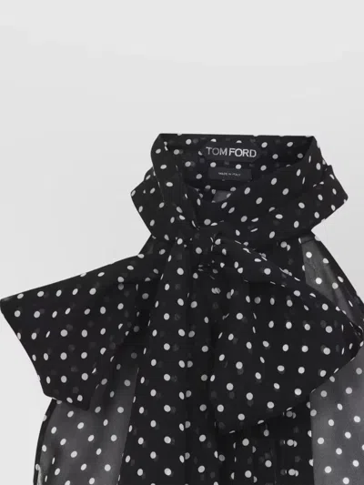 Tom Ford Black Sleeveless Top With Halterneck And All-over Polka Dot Motif In Silk Woman