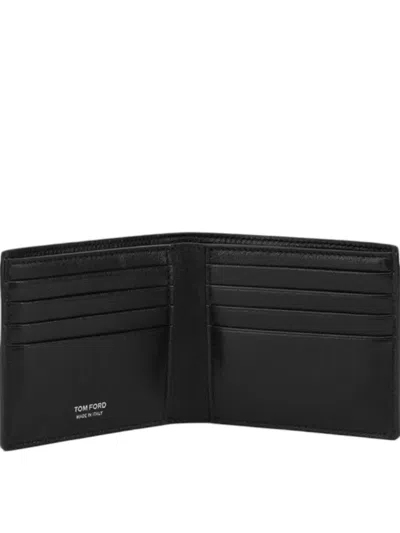 Tom Ford Crocodile Leather Bifold Wallet Card Holder In Black