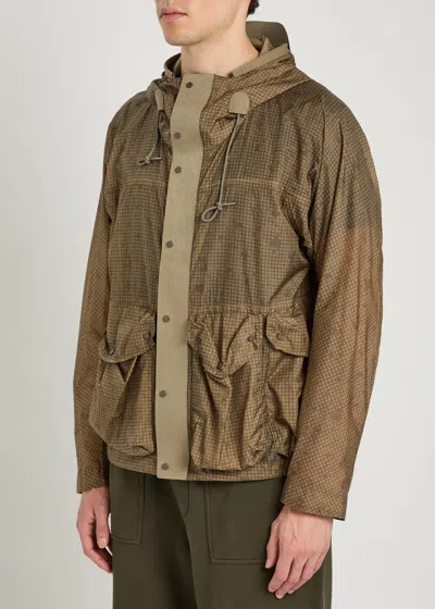 Ten C Skye Checked Hooded Shell Jacket In Brown