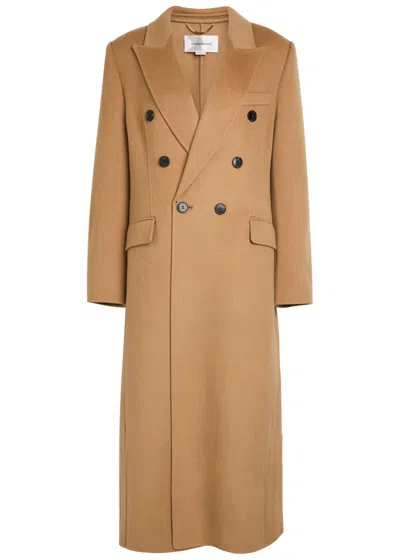 Victoria Beckham Womens Camel Double Faced Peak-lapels Wool And Cashmere Coat In Brown
