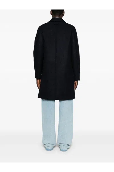 Givenchy Virgin Wool Long Coat In Navy