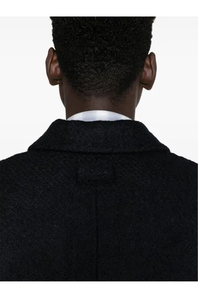 Givenchy Virgin Wool Long Coat In Navy